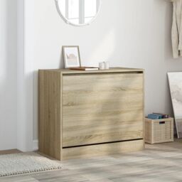 Berkfield Home Shoe Cabinet Sonoma Oak 80x42x69 cm Engineered Wood in Brown - Size: 80 x 42 x 69 cm - thumbnail 3