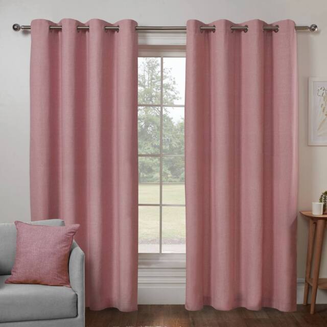 Smart Living Textured Print Eyelet Lined Curtains for Bedroom & Living - 2 Panels in Pink - Size: 167 cm width x 137 cm drop - image 1