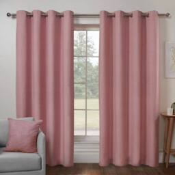 Smart Living Textured Print Eyelet Lined Curtains for Bedroom & Living - 2 Panels in Pink - Size: 167 cm width x 137 cm drop
