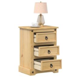 Berkfield Home Bedside Cabinet Corona 45x35x64 cm Solid Wood Pine in Brown - Size: 45 x 35 x 64 cm - thumbnail 1