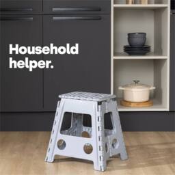 Nordara Large Foldable Plastic Step Stool Home Kitchen Storage in Grey - thumbnail 3