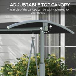 OUTSUNNY 2 Seater Garden Swing Chair w/ Tilting Canopy, Drink Tray & Storage Bag, Black - thumbnail 4