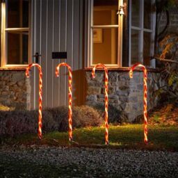 Samuel Alexander Set of 4 XL Light up Red & White Candy Cane Christmas Path Lights - thumbnail 1