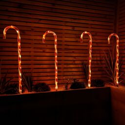 Samuel Alexander Set of 4 XL Light up Red & White Candy Cane Christmas Path Lights - thumbnail 2