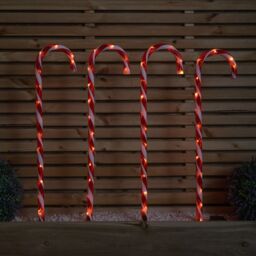 Samuel Alexander Set of 4 XL Light up Red & White Candy Cane Christmas Path Lights - thumbnail 7