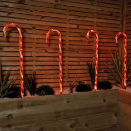 Samuel Alexander Set of 4 XL Light up Red & White Candy Cane Christmas Path Lights - thumbnail 4