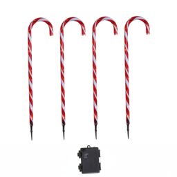 Samuel Alexander Set of 4 XL Light up Red & White Candy Cane Christmas Path Lights - thumbnail 8