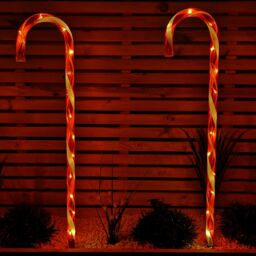Samuel Alexander Set of 4 XL Light up Red & White Candy Cane Christmas Path Lights - thumbnail 6