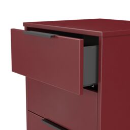 Ready Assembled 2 U Fuji 5 Drawer Tall Bedside (Ready Assembled) in Dark Red - thumbnail 6