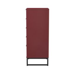 Ready Assembled 2 U Fuji 5 Drawer Tall Bedside (Ready Assembled) in Dark Red - thumbnail 3