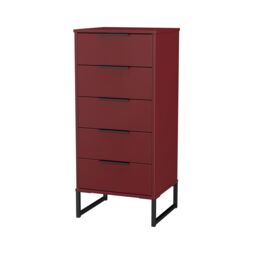 Ready Assembled 2 U Fuji 5 Drawer Tall Bedside (Ready Assembled) in Dark Red - thumbnail 4