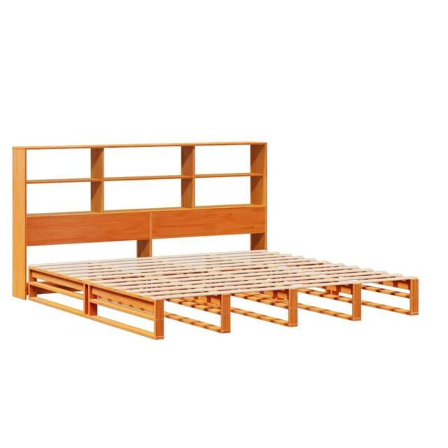 Berkfield Home Decorative Bookcase Bed Frame Wax Brown 180x200 cm Super King Sol - image 1