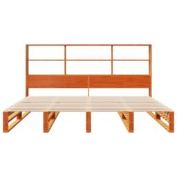 Berkfield Home Decorative Bookcase Bed Frame Wax Brown 180x200 cm Super King Sol - thumbnail 4