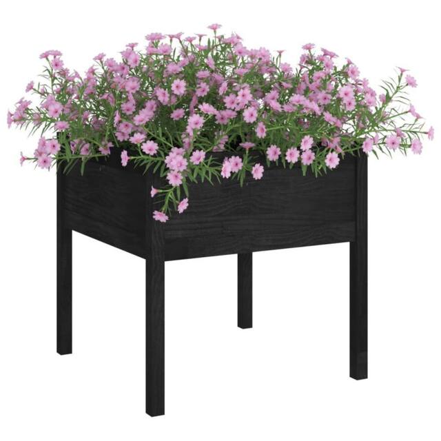Berkfield Home Garden Planters 2 pcs Black 70x70x70 cm Solid Pinewood - Size: 70 x 70 x 70 cm - image 1