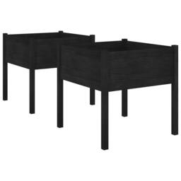 Berkfield Home Garden Planters 2 pcs Black 70x70x70 cm Solid Pinewood - Size: 70 x 70 x 70 cm - thumbnail 3