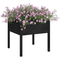 Berkfield Home Garden Planters 2 pcs Black 70x70x70 cm Solid Pinewood - Size: 70 x 70 x 70 cm - thumbnail 1