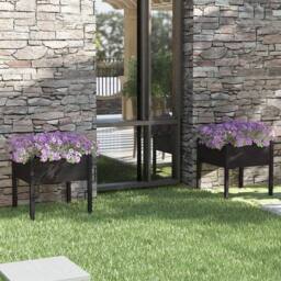 Berkfield Home Garden Planters 2 pcs Black 70x70x70 cm Solid Pinewood - Size: 70 x 70 x 70 cm - thumbnail 2