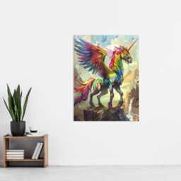 "Artery8 Rainbow Warrior Unicorn Fantasy Concept Art Wall Art Print - Size: W24"" x H32""" - thumbnail 4