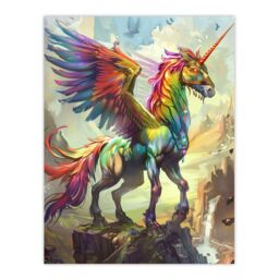 "Artery8 Rainbow Warrior Unicorn Fantasy Concept Art Wall Art Print - Size: W24"" x H32""" - thumbnail 1