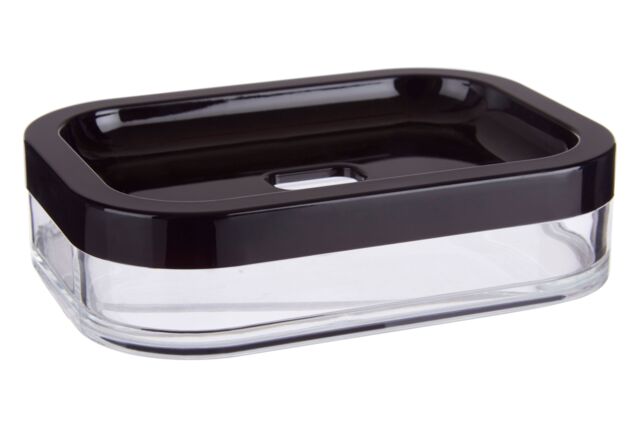 Orsina Black Acrylic Soap Dish, Rectangular Draining Soap Tray With Self-Draining Hole, Compact Soap Dish Holder - image 1