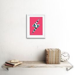 "Artery8 Wall Art Print Pink Teal Leopard Strong Art Framed 9x7 inch in White - Size: W7"" x H9""" - thumbnail 2
