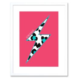 "Artery8 Wall Art Print Pink Teal Leopard Strong Art Framed 9x7 inch in White - Size: W7"" x H9""" - thumbnail 1