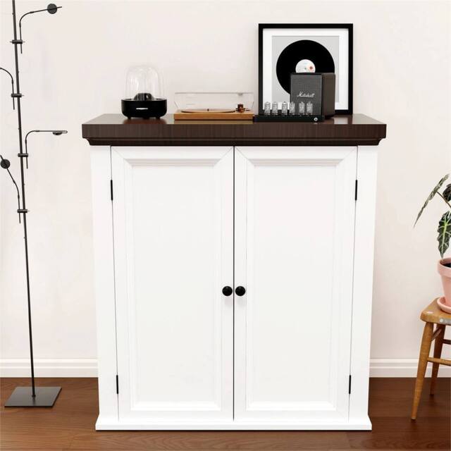 Nordara Living Room Sideboard Storage Cabinet 2 Door 2 Shelves in White - image 1
