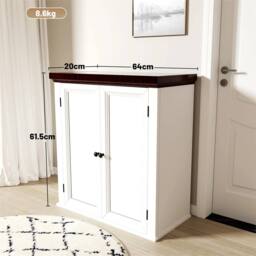 Nordara Living Room Sideboard Storage Cabinet 2 Door 2 Shelves in White - thumbnail 2