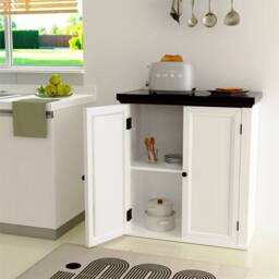 Nordara Living Room Sideboard Storage Cabinet 2 Door 2 Shelves in White - thumbnail 4