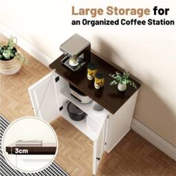 Nordara Living Room Sideboard Storage Cabinet 2 Door 2 Shelves in White - thumbnail 3