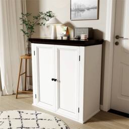 Nordara Living Room Sideboard Storage Cabinet 2 Door 2 Shelves in White - thumbnail 5
