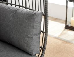 FurnitureboxUK Grey Rattan Garden Egg Chair in PE Resin Rattan for Outdoors & 15cm Luxuriously Thick Cushions - Patio Chair - thumbnail 5