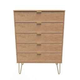 Ready Assembled 2 U Fuji 5 Drawer Chest (Ready Assembled) in Natural - thumbnail 1
