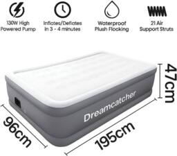 Futura Inflatable Mattress PVC Plush Camping Air Bed 195X96cm Single Size in Grey - thumbnail 2