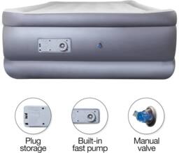 Futura Inflatable Mattress PVC Plush Camping Air Bed 195X96cm Single Size in Grey - thumbnail 4