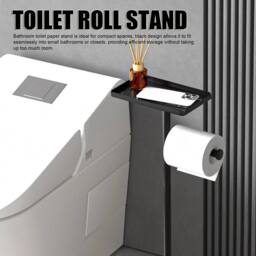 EONLION Toilet Paper Holder Free Standing Toilet Paper Stand in Black - thumbnail 2