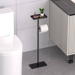 EONLION Toilet Paper Holder Free Standing Toilet Paper Stand in Black