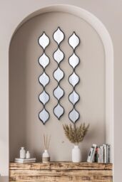 "MirrorOutlet Black Metal Framed Tear Drop Wall Mirror 49"" X 6"" (124CM X 15CM) - Size: 1 Pack" - thumbnail 3