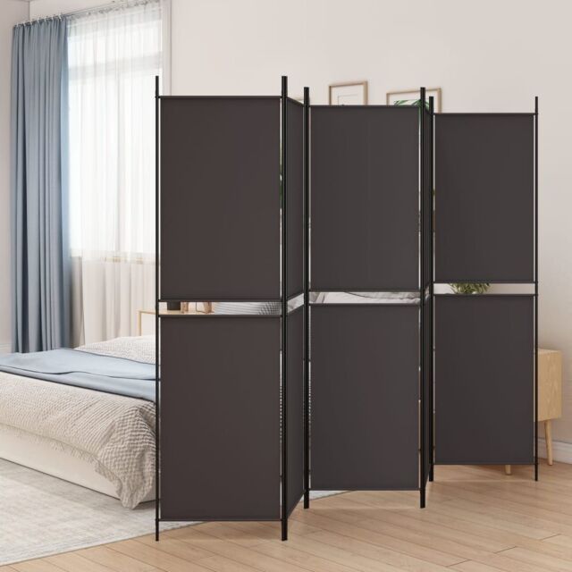 Berkfield Home 5-Panel Room Divider Brown 250x200 cm Fabric - image 1