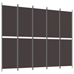 Berkfield Home 5-Panel Room Divider Brown 250x200 cm Fabric - thumbnail 2