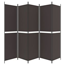 Berkfield Home 5-Panel Room Divider Brown 250x200 cm Fabric - thumbnail 5