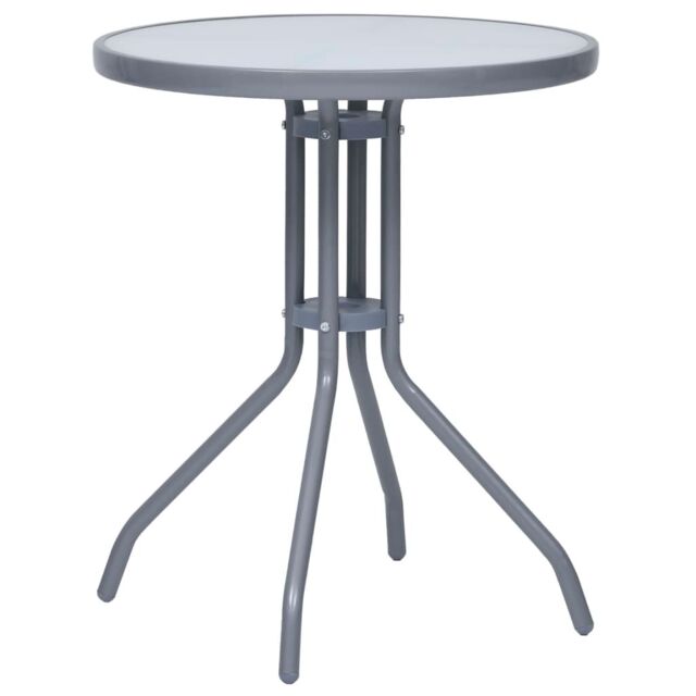 Berkfield Home Garden Table Light Grey 60 cm Steel & Glass - image 1