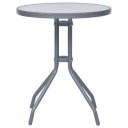 Berkfield Home Garden Table Light Grey 60 cm Steel & Glass - thumbnail 2