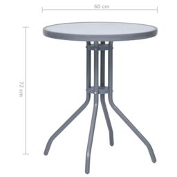Berkfield Home Garden Table Light Grey 60 cm Steel & Glass - thumbnail 5