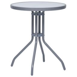 Berkfield Home Garden Table Light Grey 60 cm Steel & Glass - thumbnail 1