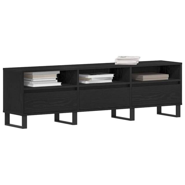Berkfield Home TV Cabinet Black Oak 150x30x44, 5 cm Engineered Wood - image 1