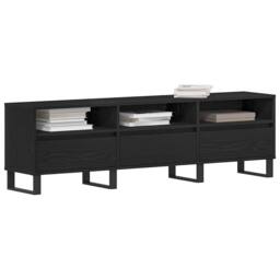 Berkfield Home TV Cabinet Black Oak 150x30x44, 5 cm Engineered Wood - thumbnail 1