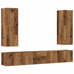 Berkfield Home 5 Piece TV Cabinet Set Wall-mounted Old Wood Engineered Wood in Brown - thumbnail 2