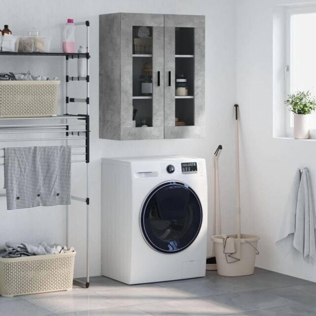 Berkfield Home Wall Mounted Cabinet Concrete Grey 69.5x34x90 cm - image 1