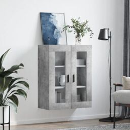 Berkfield Home Wall Mounted Cabinet Concrete Grey 69.5x34x90 cm - thumbnail 3